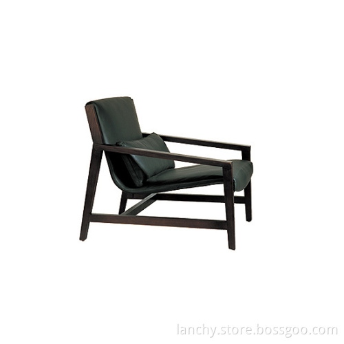 Wooden Frame Leisure Chair with Anline Leather Seater (LC-M828A)